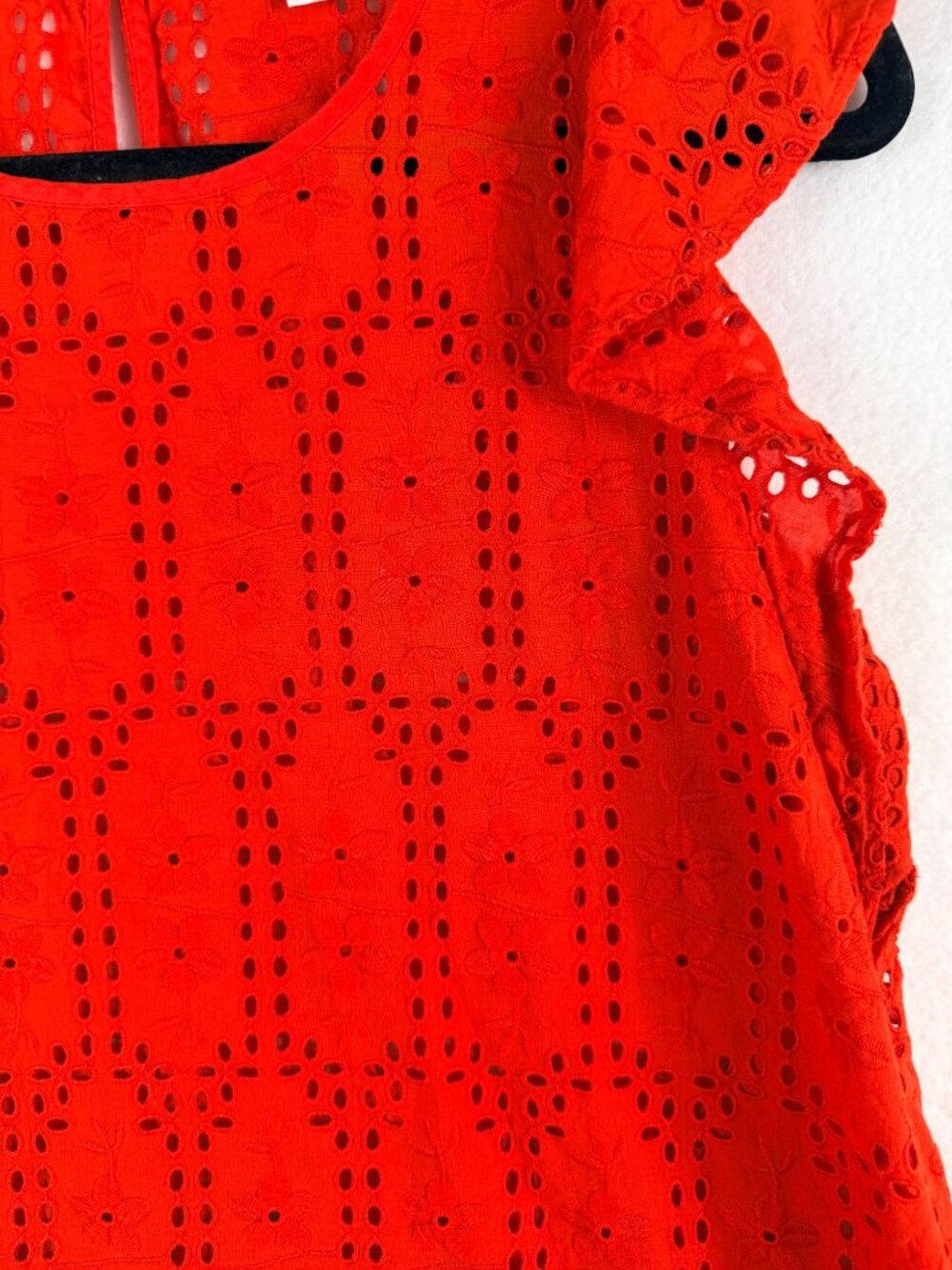 Madewell Women’s Red Eyelet Embroidered Flutter Sleeve Blouse Size Small - Picture 13 of 13